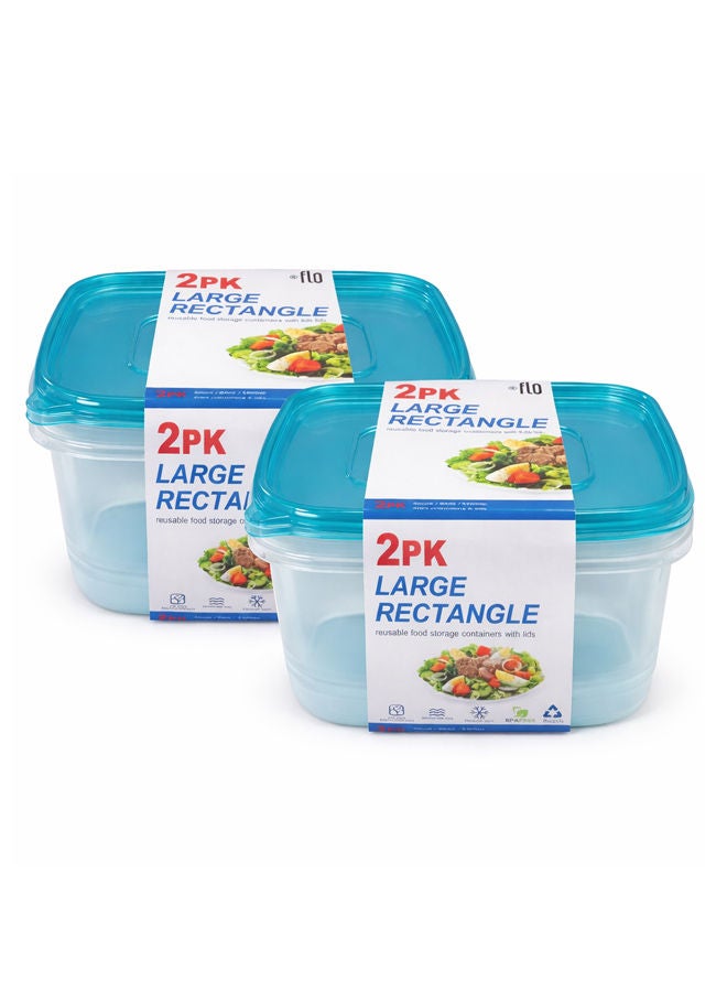 عبوتان مستطيلتان كبيرتان، 23×16×10.5 سم، سعة كل منهما 1890 مل